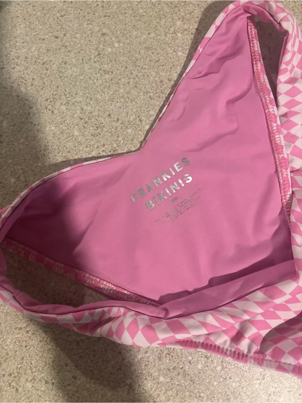 Frankie's Bikinis Pink Checkerboard High-Cut Bikini Bottom